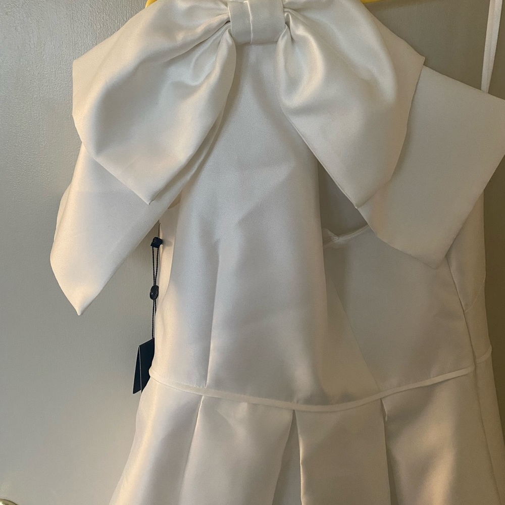 Adrianna Papell bridal shower or rehearsal dinner white satin dress